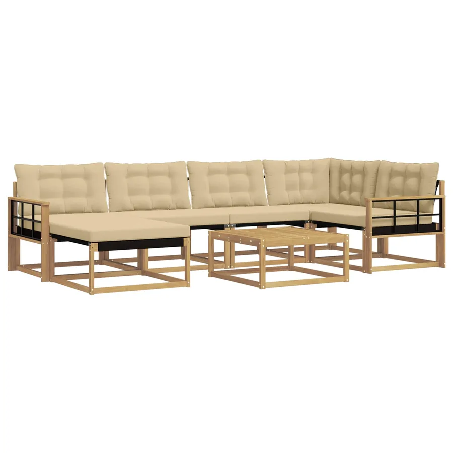 Ensemble de canapés d'extérieur 7 pcs Blanc et Beige - 2
