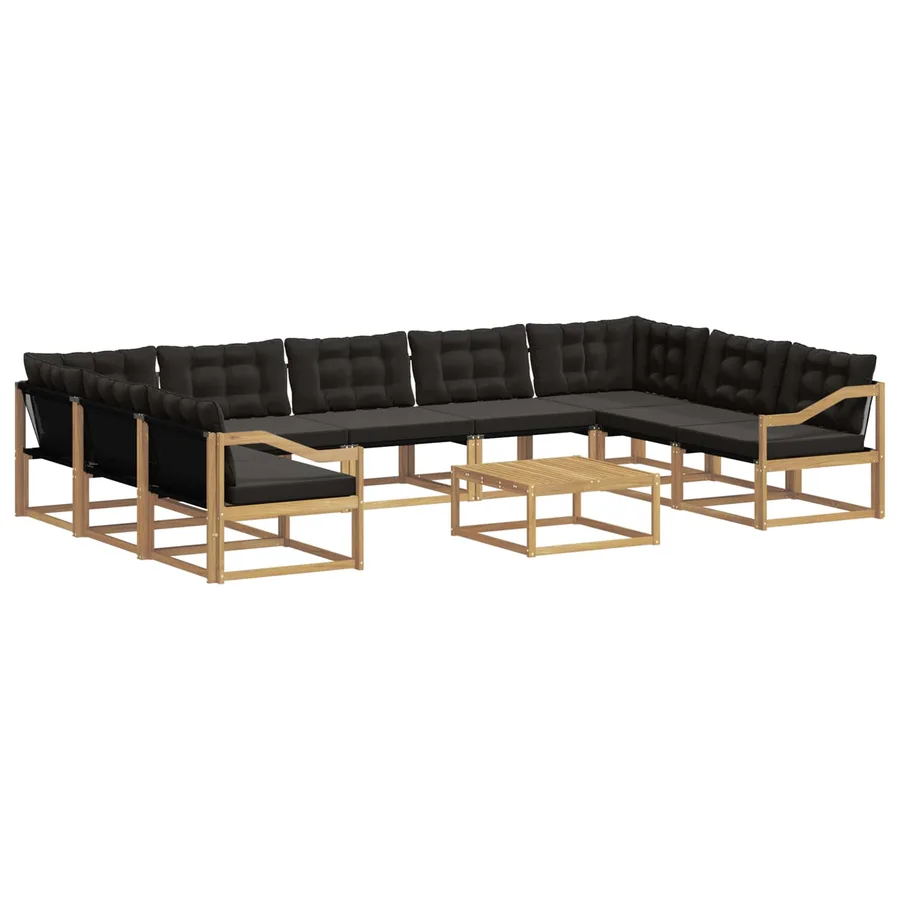 Ensemble de canapés d'extérieur 10 pcs Blanc et noir - 2