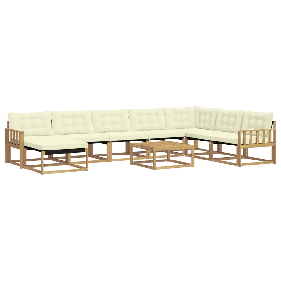 Ensemble de canapés d'extérieur 9 pcs Blanc et crème - 2
