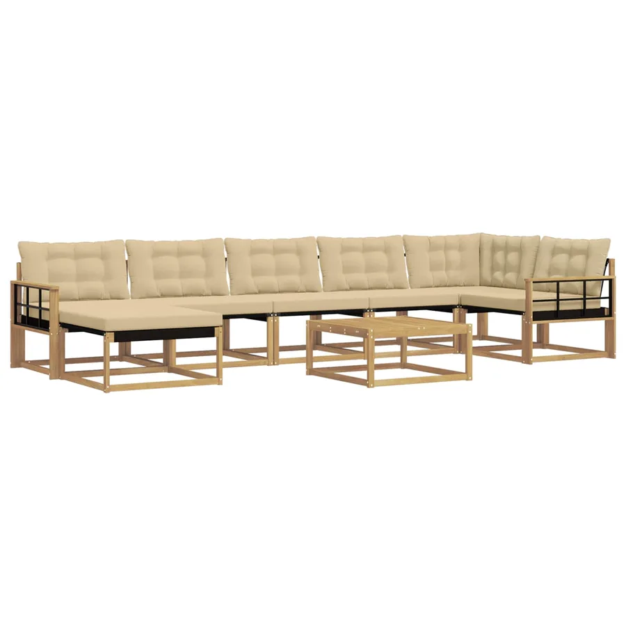 Ensemble de canapés d'extérieur 8 pcs Blanc et Beige - 2