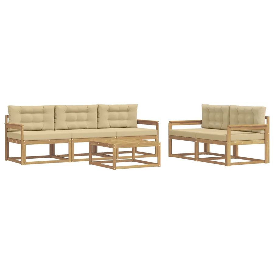 Ensemble de canapés d'extérieur 6 pcs Blanc et Beige - 2