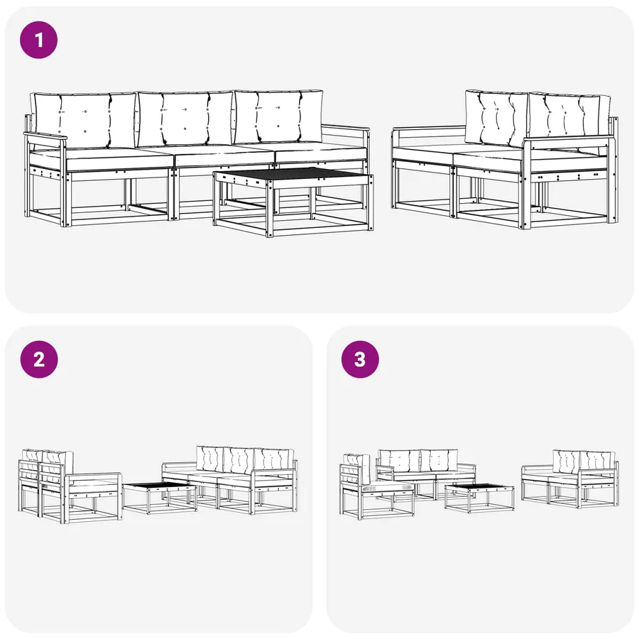 Ensemble de canapés d'extérieur 6 pcs Blanc et Beige - 6