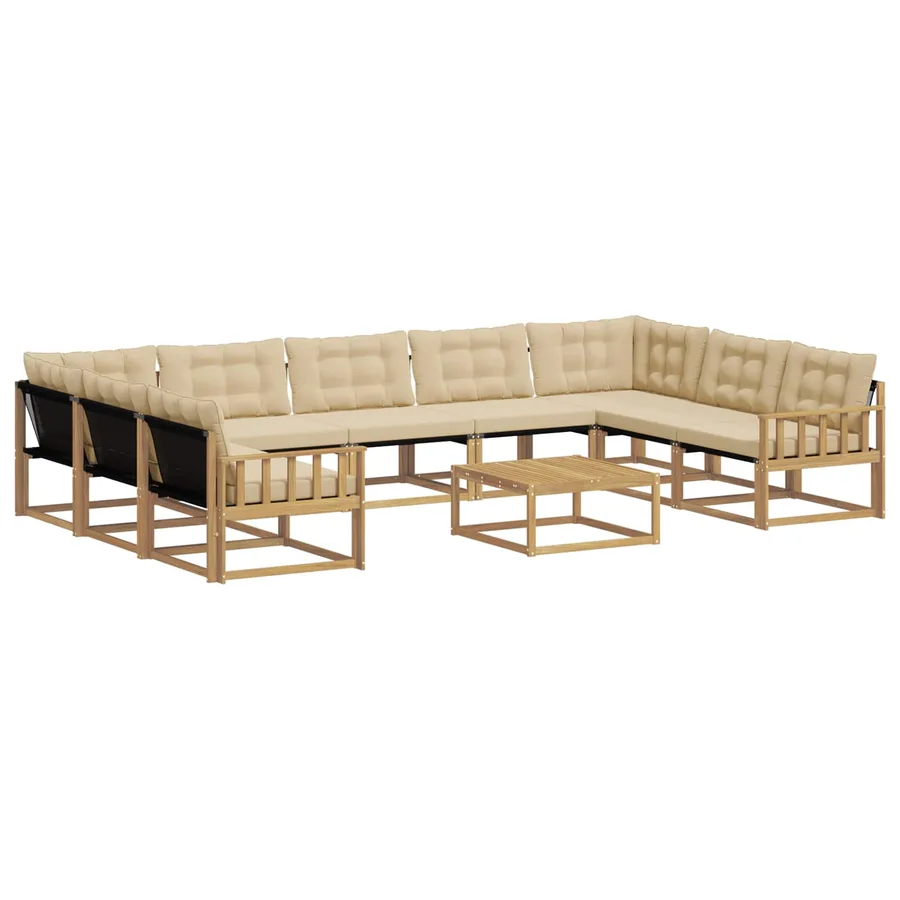 Ensemble de canapés d'extérieur 10 pcs Blanc et Beige - 2
