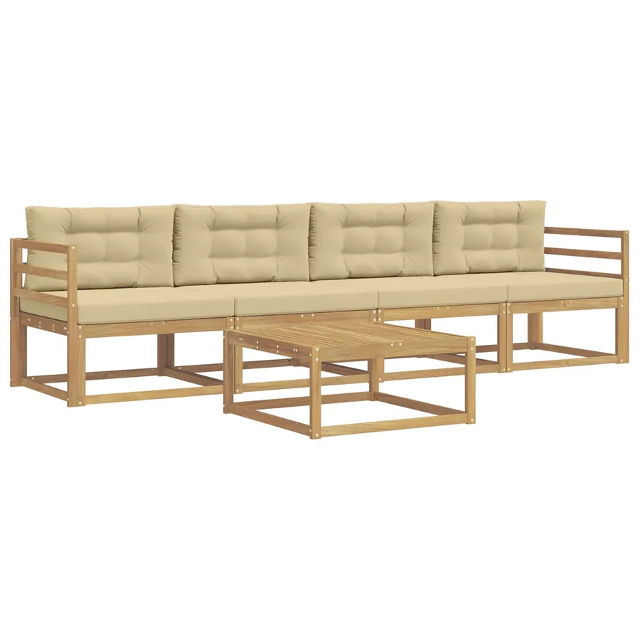 Ensemble de canapés d'extérieur 4 pcs Blanc et Beige - 2
