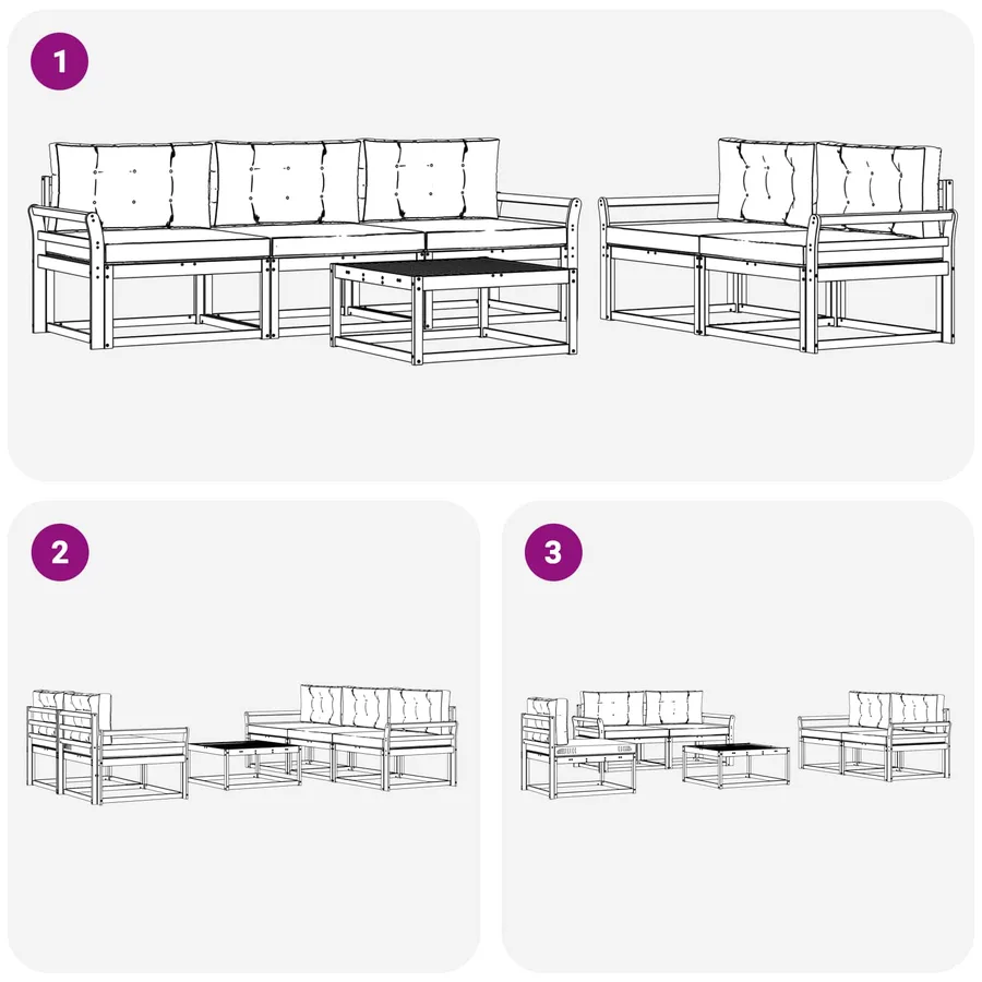 Ensemble de canapés d'extérieur 6 pcs Blanc et crème - 6
