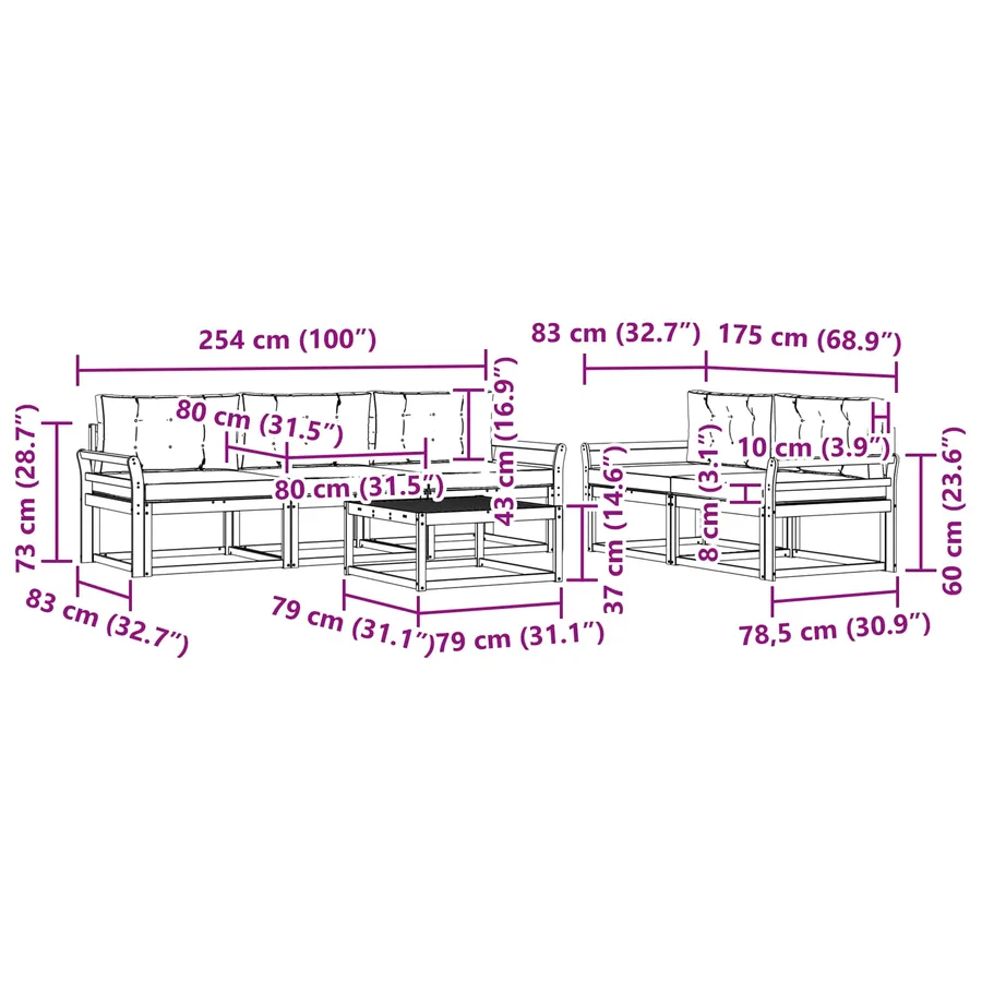 Ensemble de canapés d'extérieur 6 pcs Blanc et crème - 7