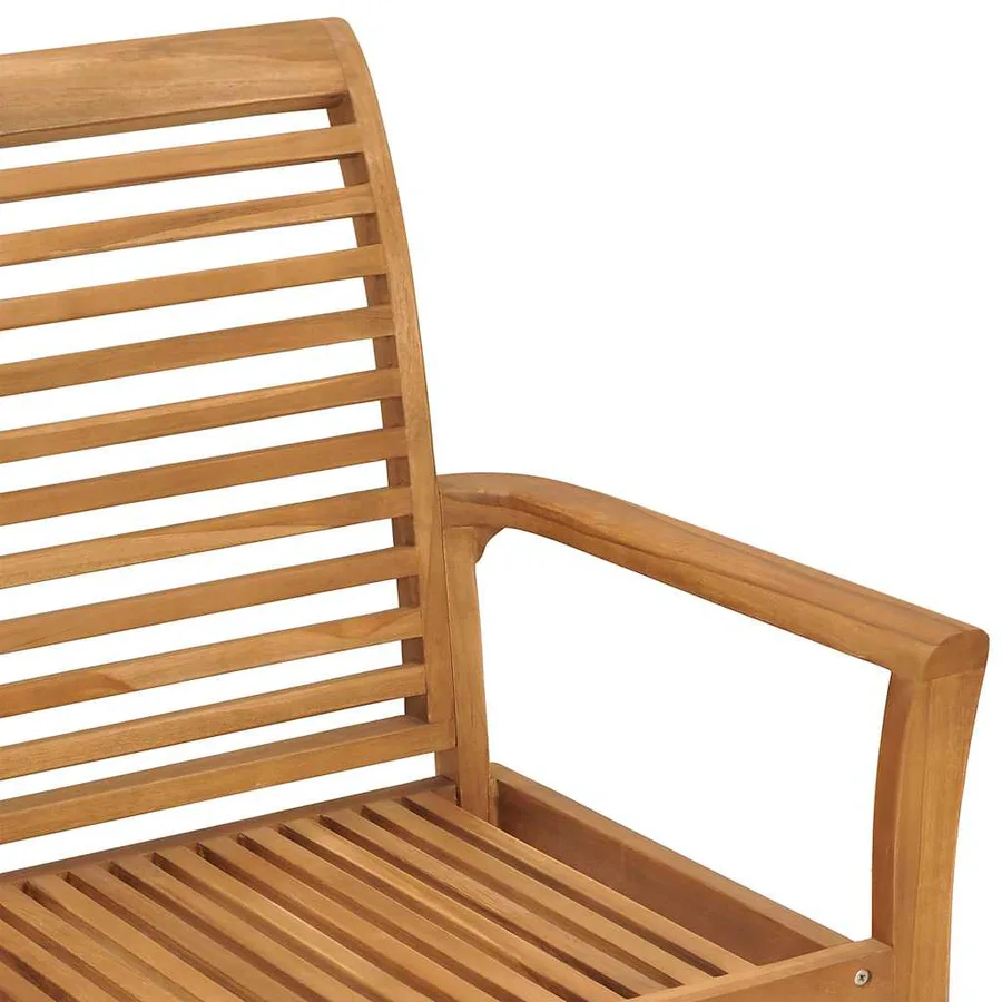 Banc de jardin avec coussin noir 112 cm Bois de teck massif - 4