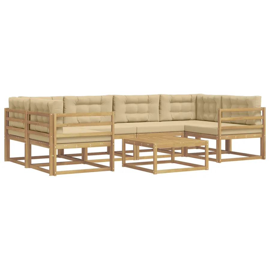 Ensemble de canapés d'extérieur 5 pcs Blanc et Beige - 2