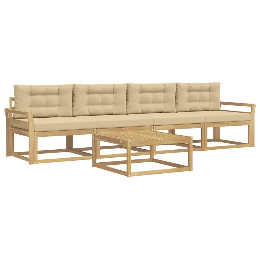 Ensemble de canapés d'extérieur 4 pcs Blanc et Beige - 2