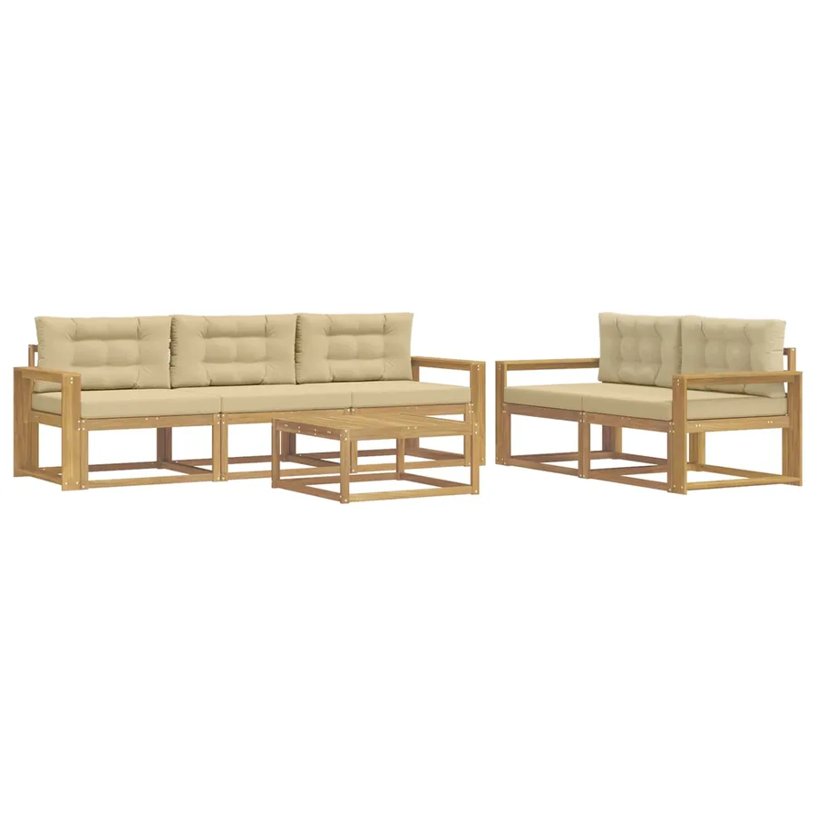 Ensemble de canapés d'extérieur 6 pcs Blanc et Beige - 2