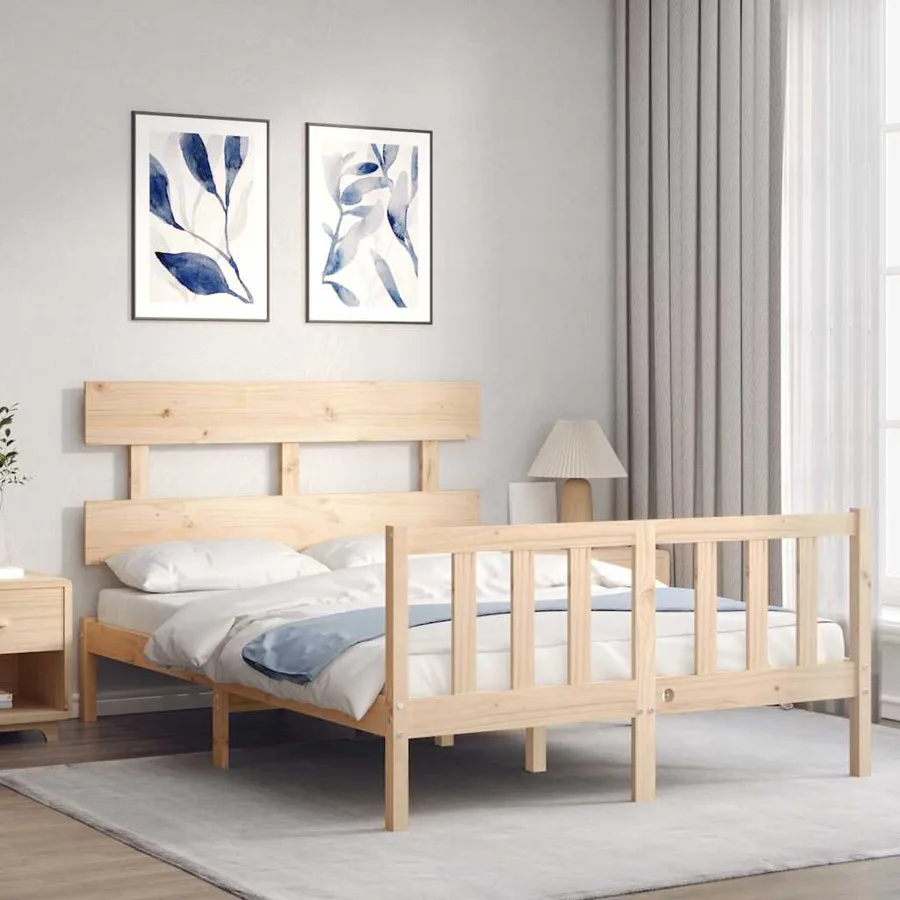 Cadre de lit sans matelas 140x200 cm bois massif de pin - 4