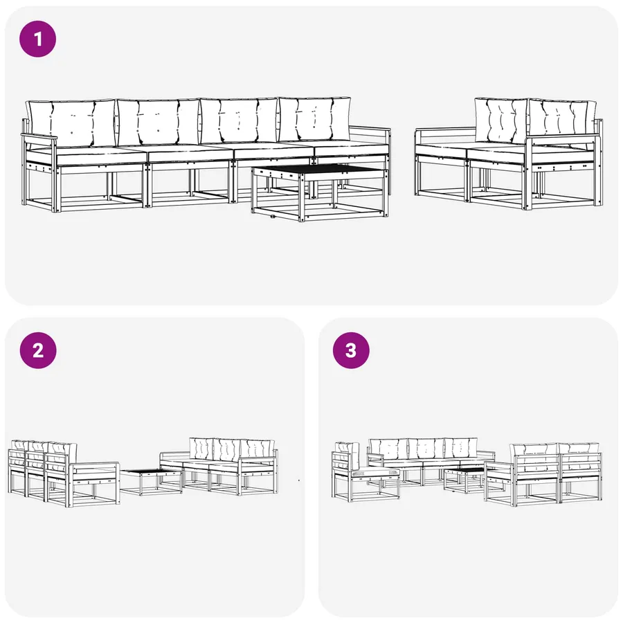 Ensemble de canapés d'extérieur 6 pcs Blanc et anthracite - 6