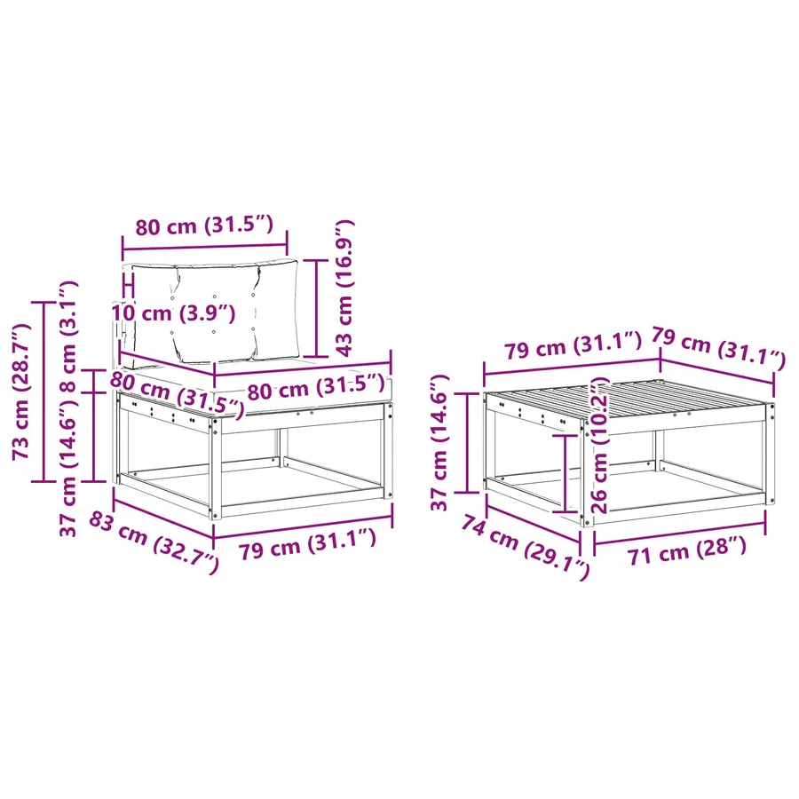 Ensemble de canapés d'extérieur 6 pcs Blanc et anthracite - 8