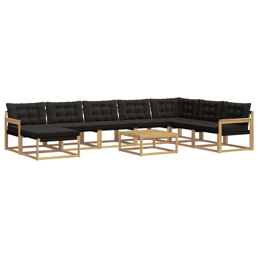 Ensemble de canapés d'extérieur 9 pcs Blanc et noir - 2