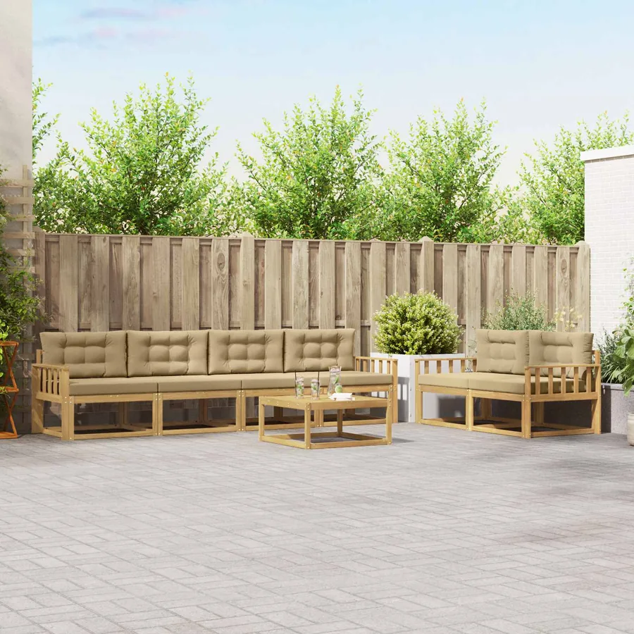 Ensemble de canapés d'extérieur 6 pcs Blanc et Beige