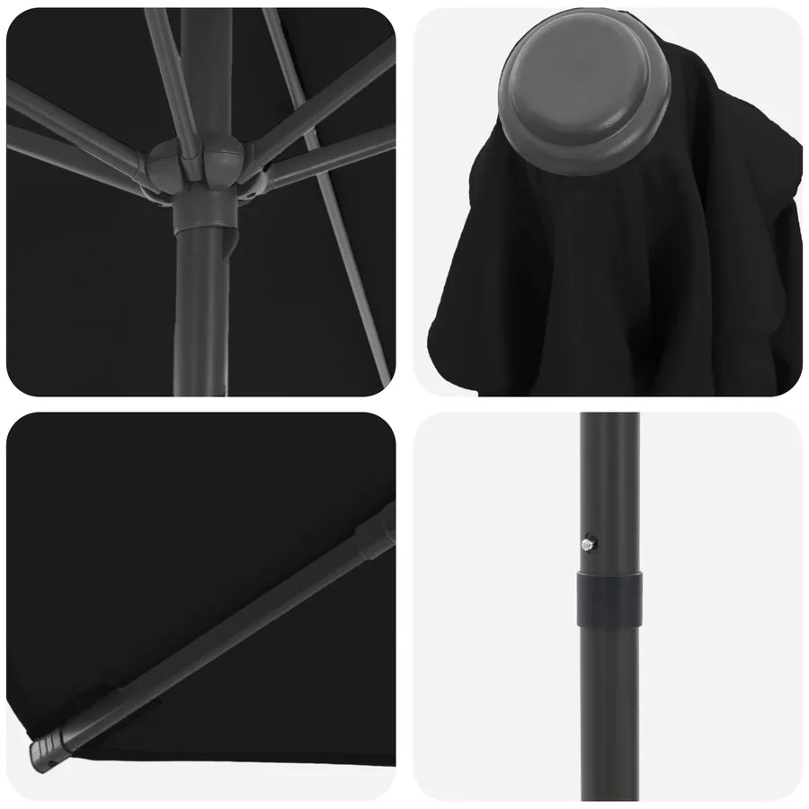 Parasol de jardin 200 x 300 cm Polyester Rectangulaire Noir - 5
