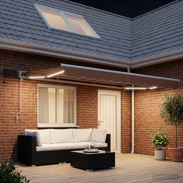 Cadre de store manuel avec LEDs Sable 4 × 3 m