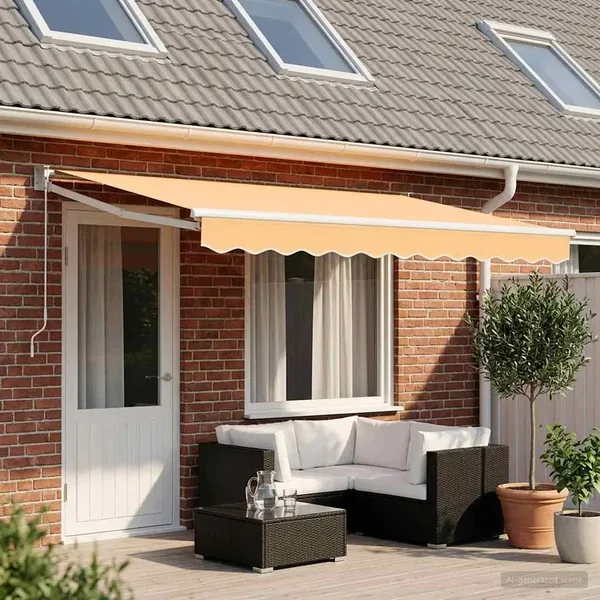 Auvent rétractable Sable 4 × 3 m 100% Polyester et Aluminium