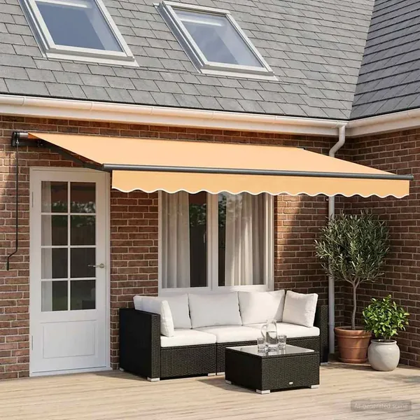 Auvent rétractable Sable 400 × 300 cm Polyester et Aluminium
