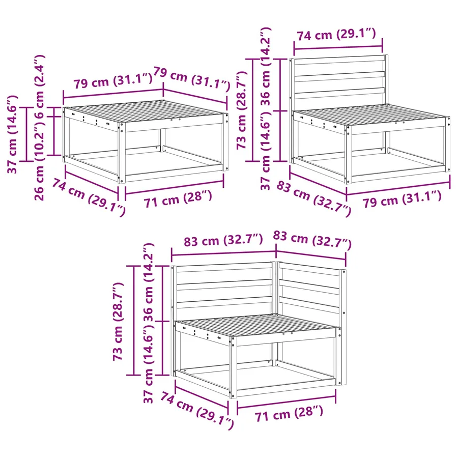 Ensemble de canapés d'extérieur 8 pcs Blanc - 9