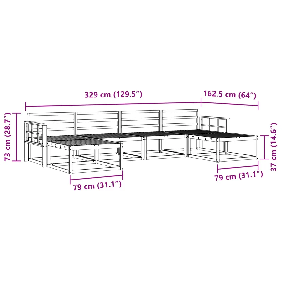 Ensemble de canapés d'extérieur 6 pcs Blanc - 7