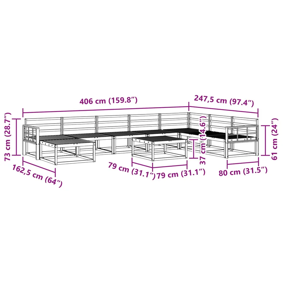 Ensemble de canapés d'extérieur 9 pcs Blanc - 9