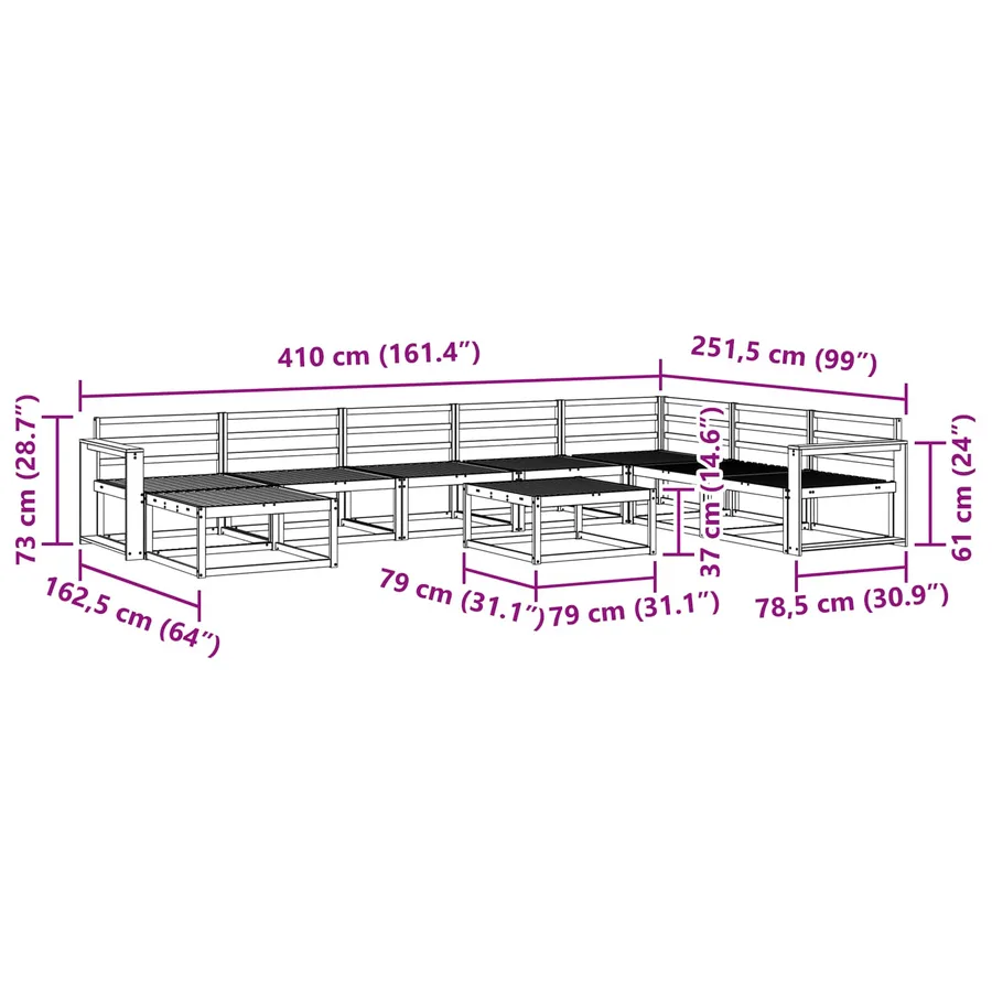 Ensemble de canapés d'extérieur 9 pcs Blanc - 9