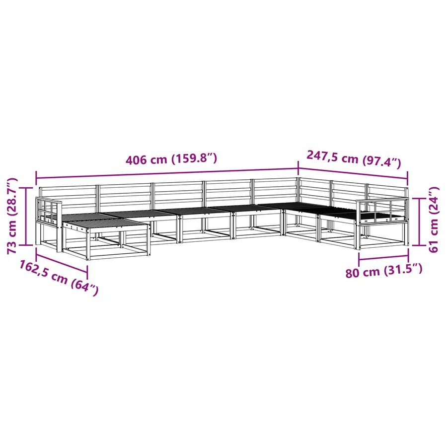 Ensemble de canapés d'extérieur 8 pcs Blanc - 8