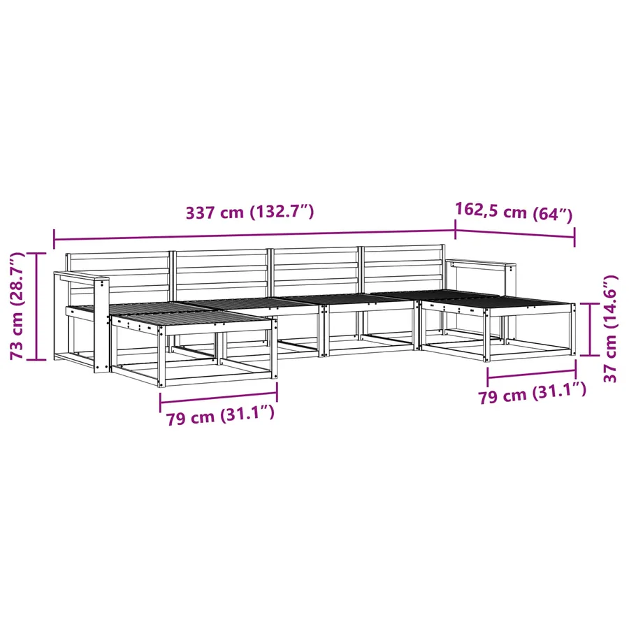 Ensemble de canapés d'extérieur 6 pcs Blanc - 7