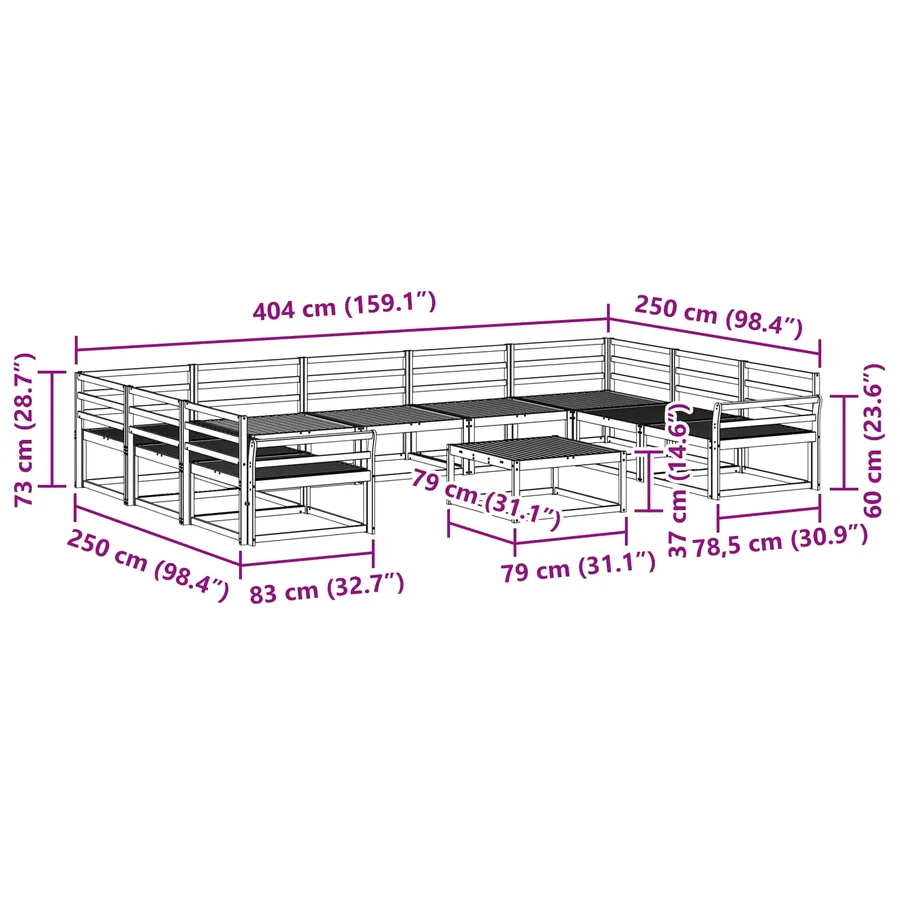 Ensemble de canapés d'extérieur 10 pcs Blanc - 9