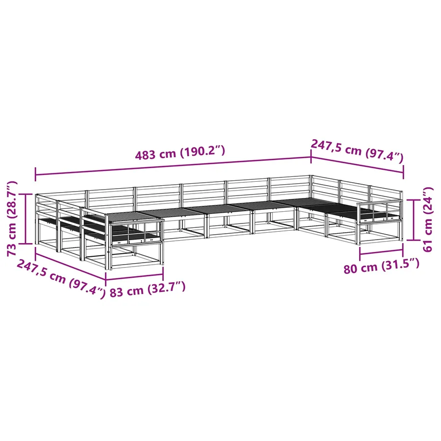 Ensemble de canapés d'extérieur 10 pcs Blanc - 7