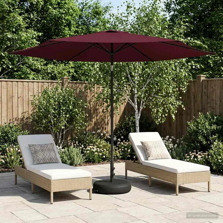 Parasol de jardin avec base 300 x 300 cm Polyester