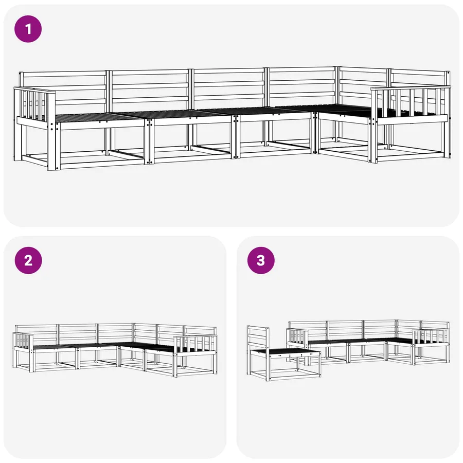 Ensemble de canapés d'extérieur 5 pcs Blanc 327 x 168,5 x 73 cm - 6