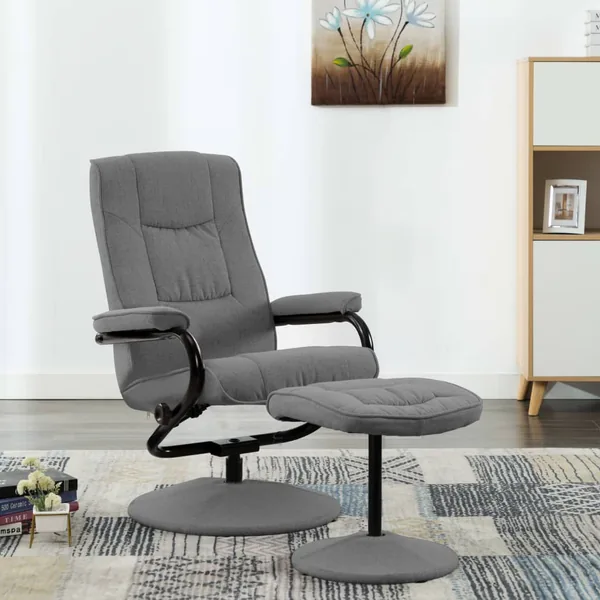 Fauteuil inclinable avec repose-pieds gris clair tissu