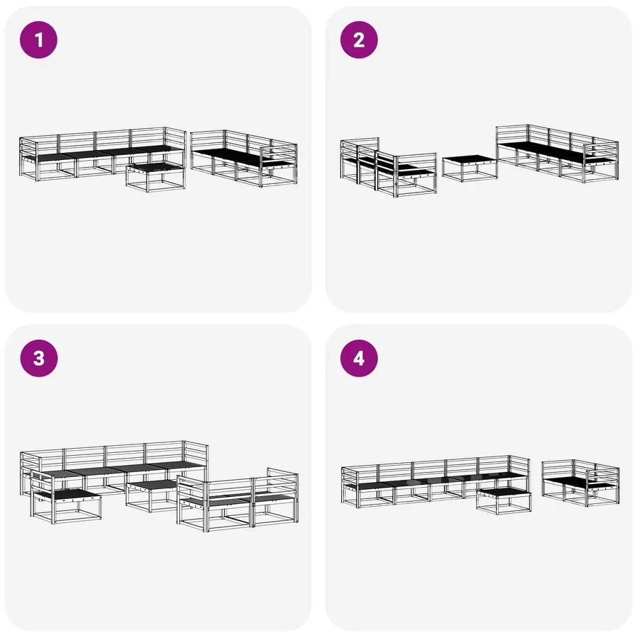 Ensemble de canapés d'extérieur 8 pcs Blanc - 7