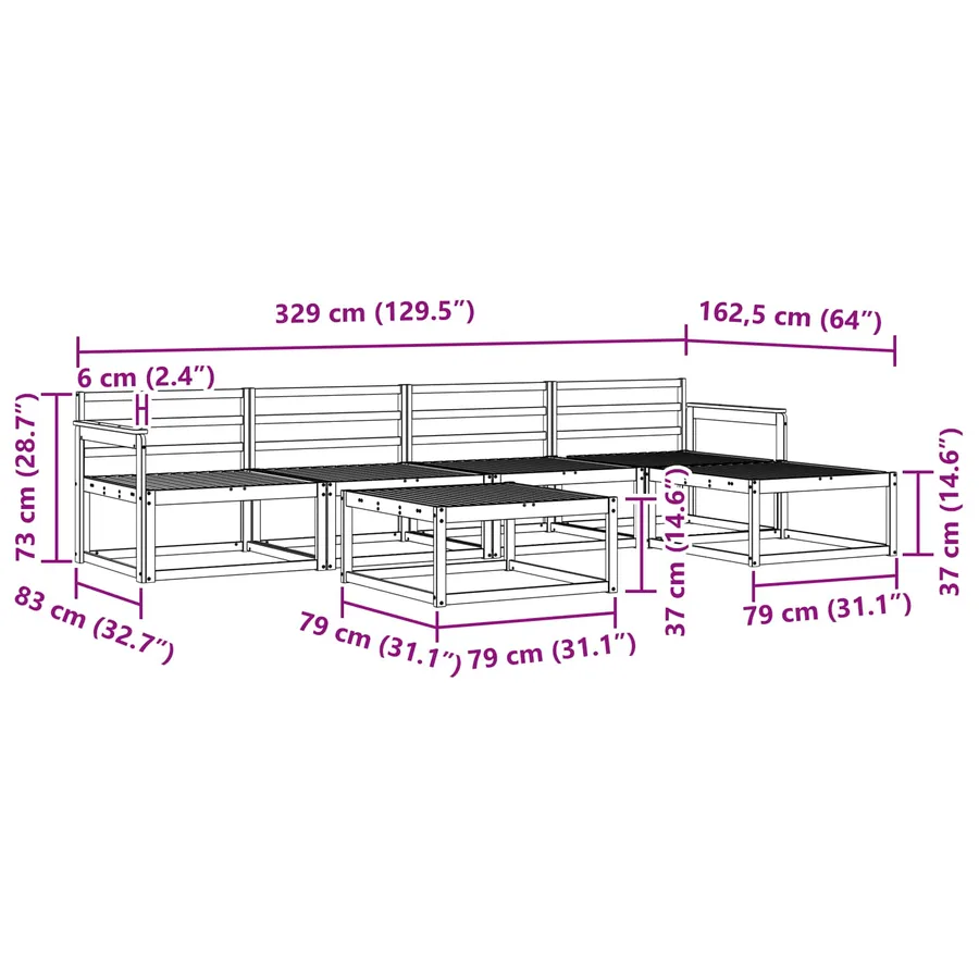 Ensemble de canapés d'extérieur 6 pcs Blanc 79 x 79 x 37 cm - 8
