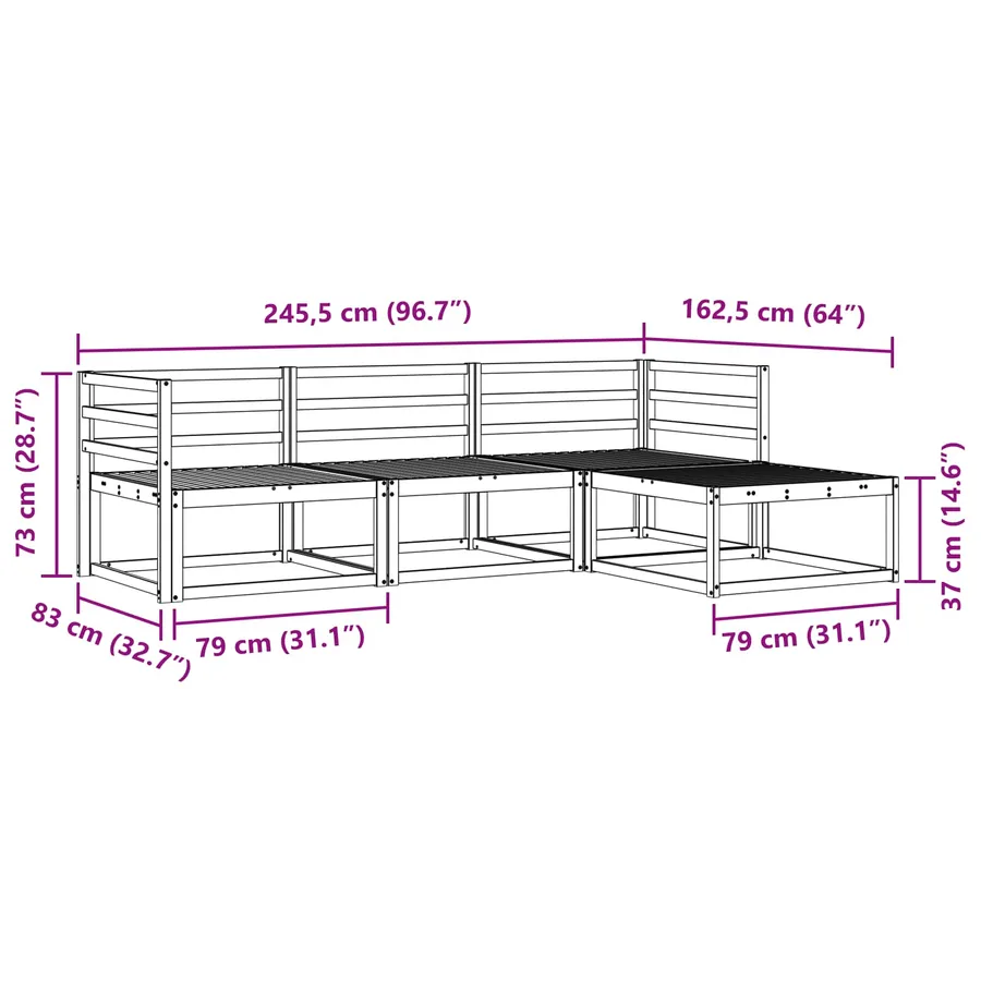 Ensemble de canapés d'extérieur 4 pcs Blanc - 7