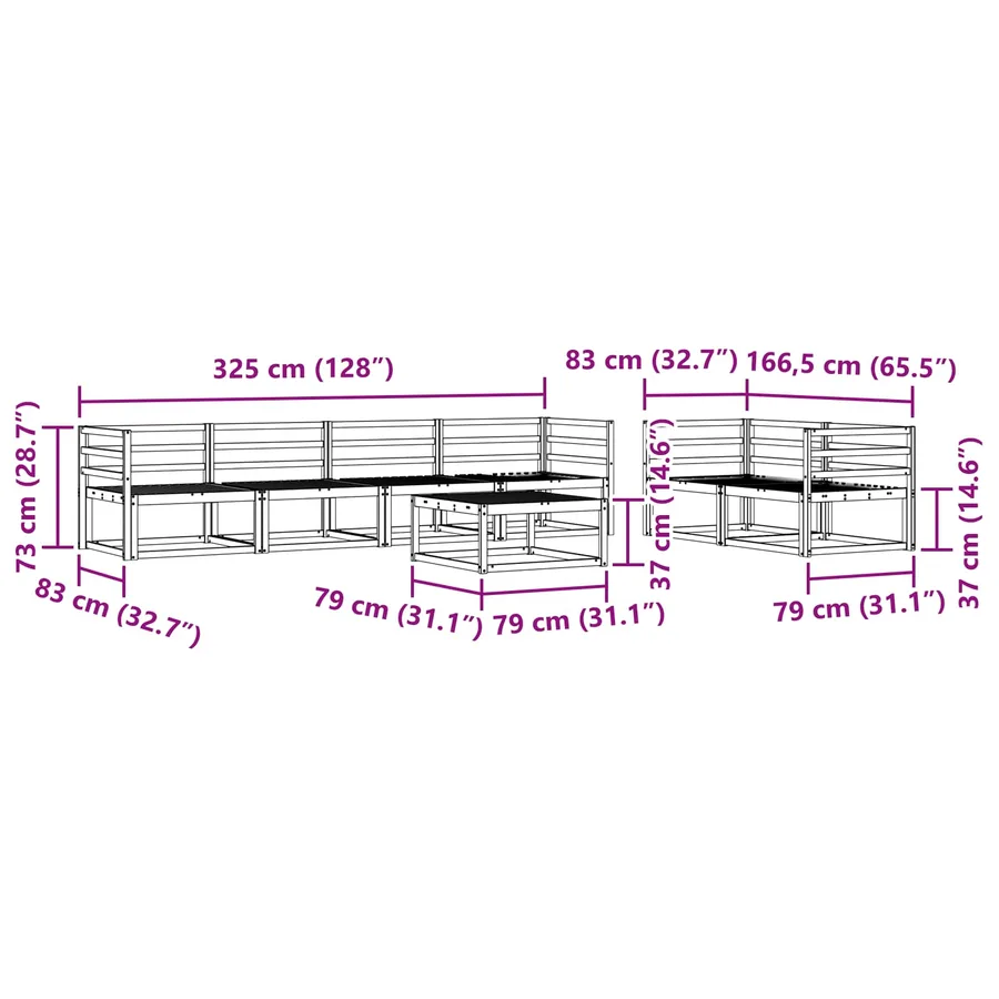 Ensemble de canapés d'extérieur 7 pcs Blanc - 8
