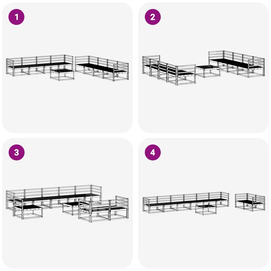 Ensemble de canapés d'extérieur 9 pcs Blanc 79 x 79 x 37 cm - 7