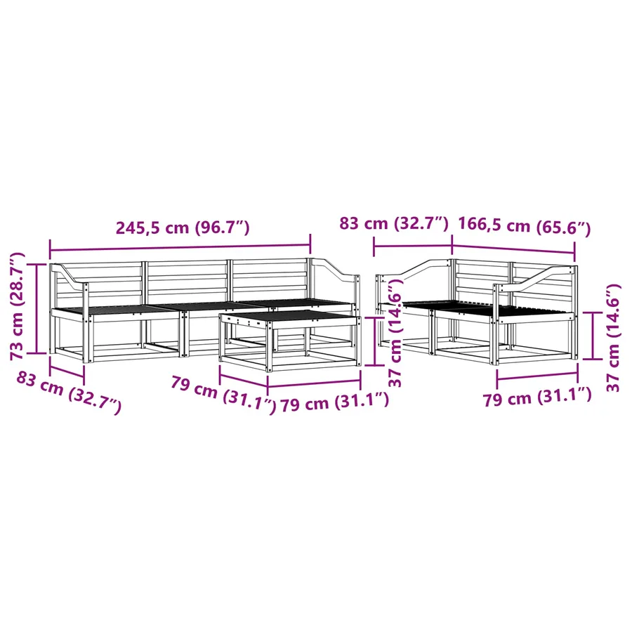 Ensemble de canapés d'extérieur 6 pcs Blanc - 8