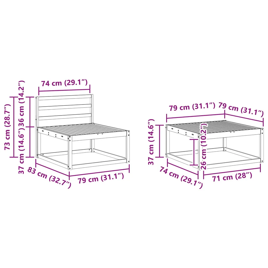 Ensemble de canapés d'extérieur 6 pcs Blanc - 9