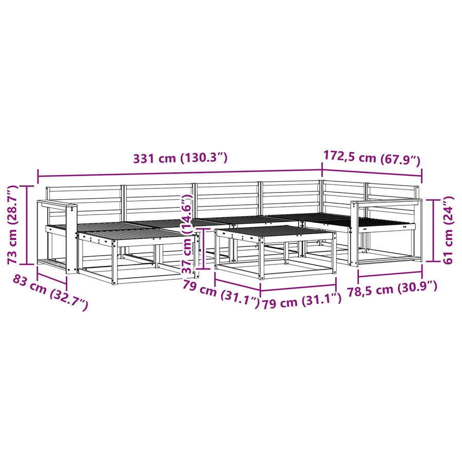 Ensemble de canapés d'extérieur 7 pcs Blanc - 9