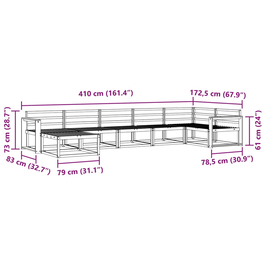 Ensemble de canapés d'extérieur 7 pcs Blanc - 9