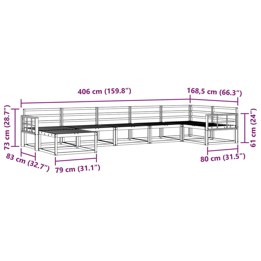 Ensemble de canapés d'extérieur 7 pcs Blanc - 9