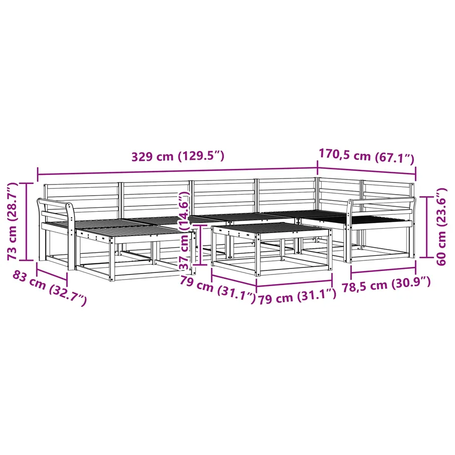 Ensemble de canapés d'extérieur 7 pcs Blanc - 9