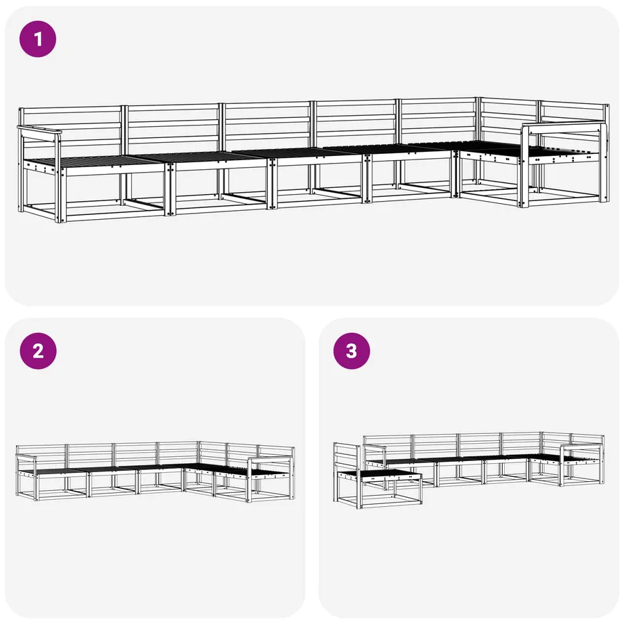 Ensemble de canapés d'extérieur 6 pcs Blanc 406 x 168,5 x 73 cm - 6