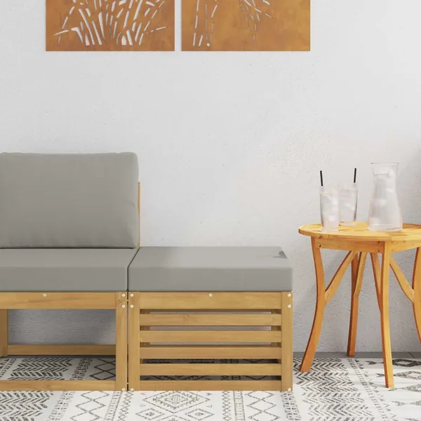 Pouf d'Extérieur Bois d'Acacia Massif Blanc