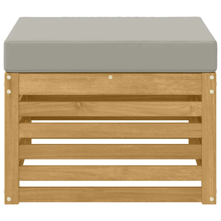Pouf d'Extérieur Bois d'Acacia Massif Blanc - 3