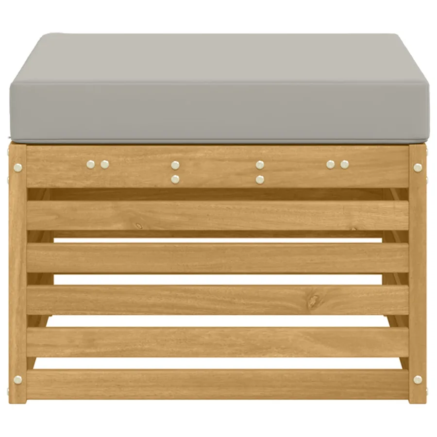 Pouf d'Extérieur Bois d'Acacia Massif Blanc - 4