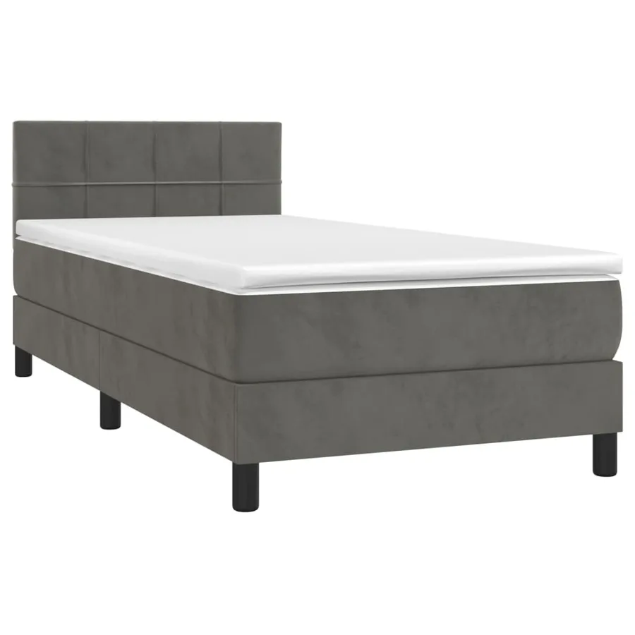 Sommier à lattes de lit avec matelas LED Gris foncé 100x200 cm - 4